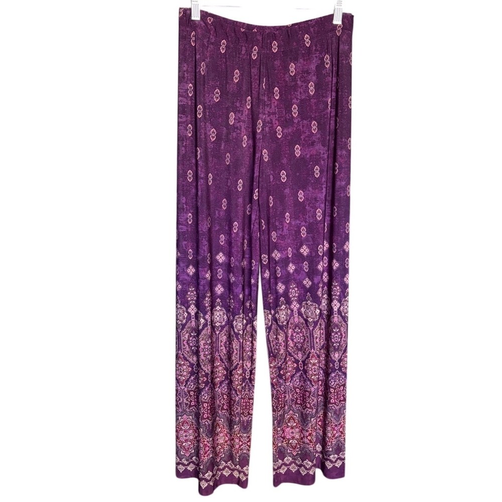 Womens Wide Leg Eclectic Boho Festival Patterned Pants XS Retro Hippie